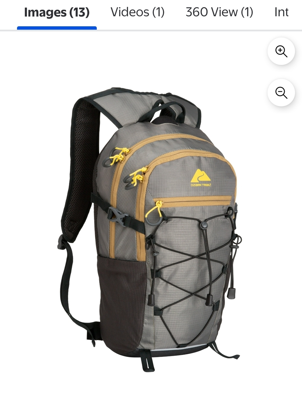 Ozark Trail Unisex Gray and Yellow Daypack Backpack